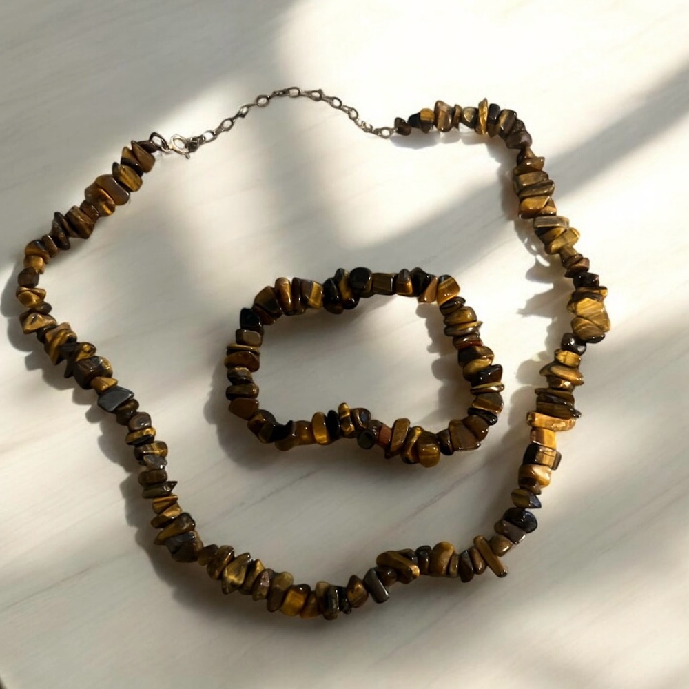 Tiger Eye Necklace and Bracelet Set